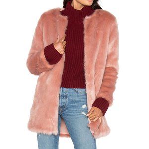 LPA Faux Fur Coat 52 - Mauve Dusty Pink S